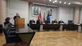 El presidente del alto tribunal madrileño, Celso Rodríguez Padrón, durante su intervención en el acto de reconocimiento